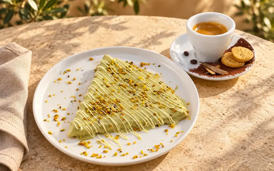 Crêpe à la pistache et espresso