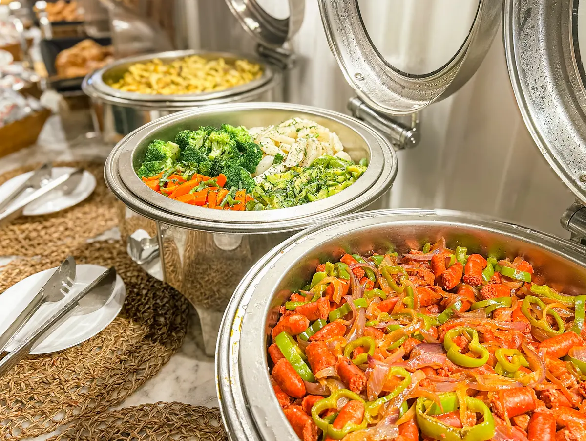 A selection of hot dishes at the Pensée buffet