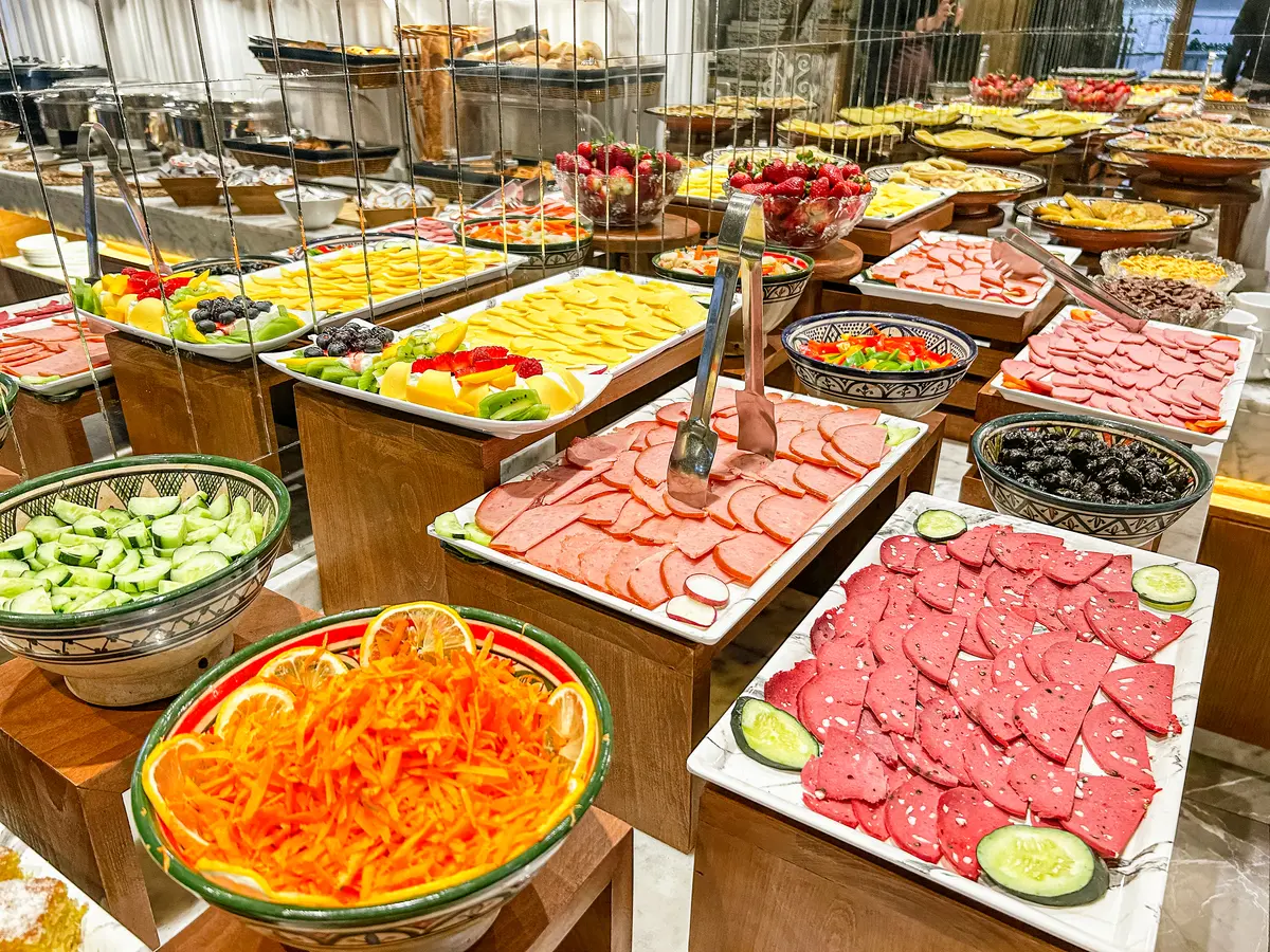 Salads and savoury choices at the Pensée breakfast buffet