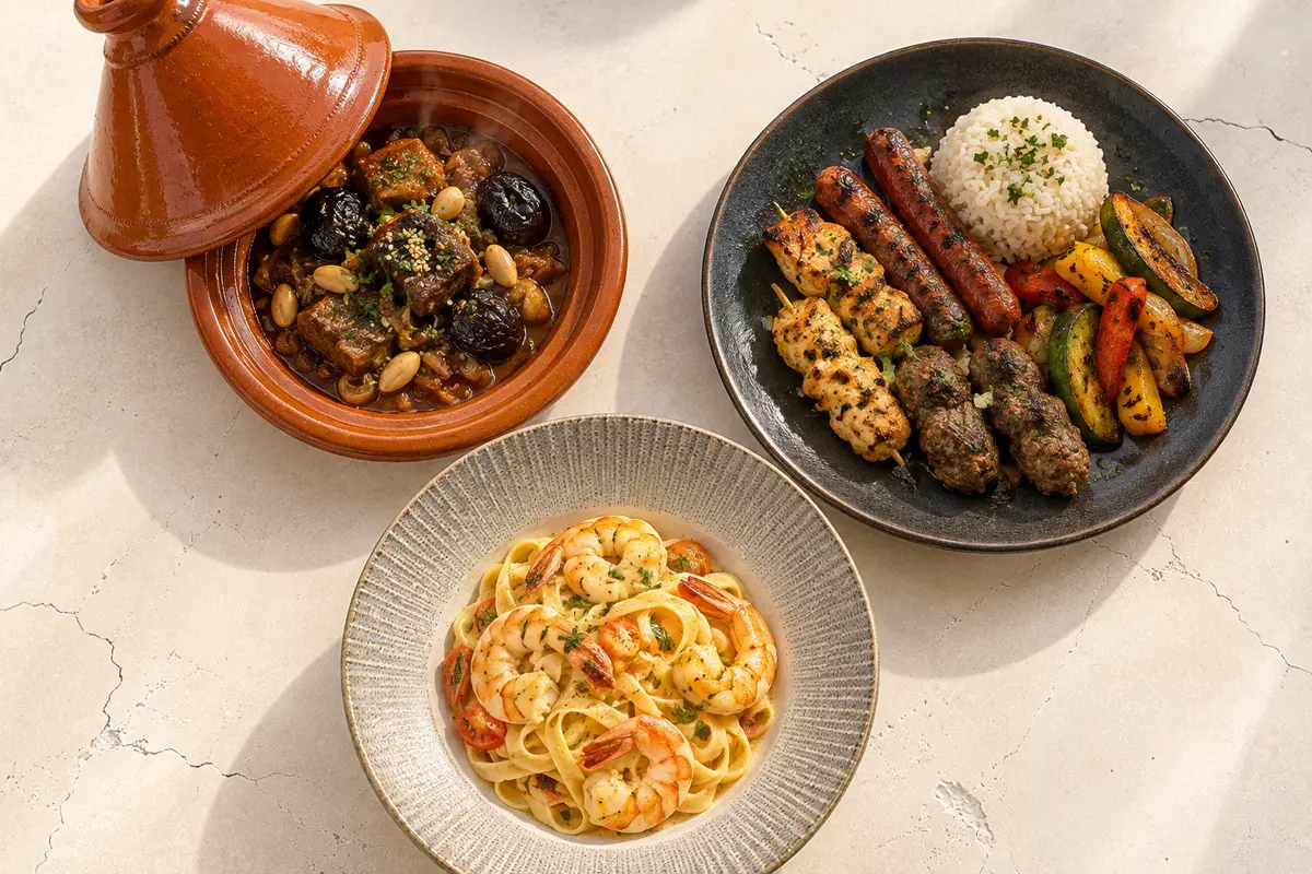 Tajine, grillades et pâtes de la formule déjeuner à 150 DH